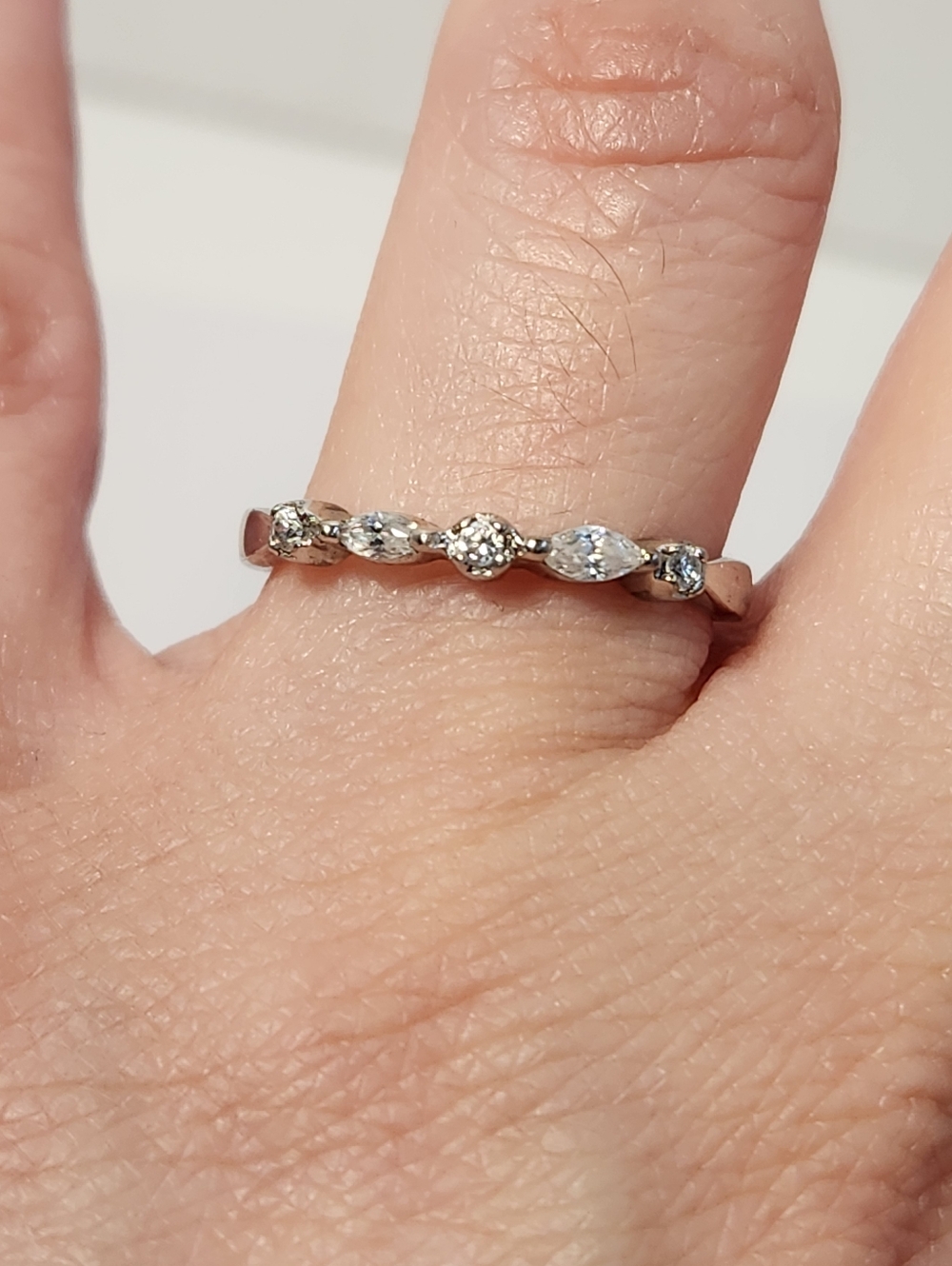 Semi VTG Half Eternity 925 Floral Band Ring Sz 8
